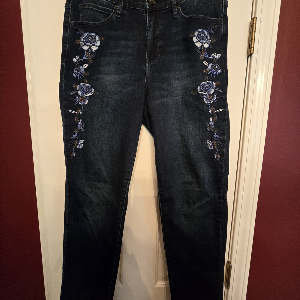 Nicole Miller Midnight Blue Floral Jeans